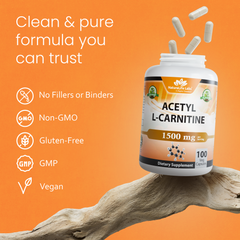 Acetyl L-Carnitine (ALCAR) 1500 mg – 100 Capsules