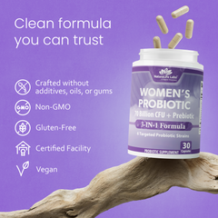 Women's Probiotic 70 Billion CFU with Prebiotic Fiber - 6 Targeted Strains - 30 Capsules