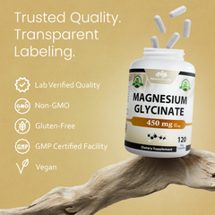 Magnesium Glycinate 450 mg - 120 Vegan Capsules