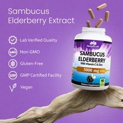 Elderberry 65:1 Extract with Zinc & Vitamin C - 90 capsules