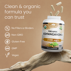 Organic Ashwagandha 2100 mg – 100 Capsules