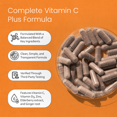 Vitamin C with Vitamin D3, Zinc, Elderberry & Ginger root – 100 Capsules