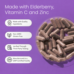 Elderberry 65:1 Extract with Zinc & Vitamin C - 90 capsules