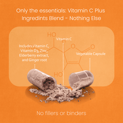 Vitamin C with Vitamin D3, Zinc, Elderberry & Ginger root – 100 Capsules
