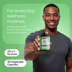 Sea Moss, Black Seed Oil, Bladderwrack, Turmeric, Ashwagandha, Burdock, Vitamin C, D3, Yellow Dock Root, Manuka, Dandelion - 90 capsules