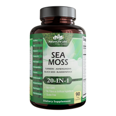 Sea Moss, Black Seed Oil, Bladderwrack, Turmeric, Ashwagandha, Burdock, Vitamin C, D3, Yellow Dock Root, Manuka, Dandelion - 90 capsules