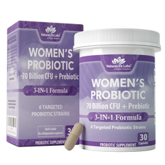 Women's Probiotic 70 Billion CFU with Prebiotic Fiber - 6 Targeted Strains - 30 Capsules