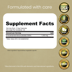 NMN 1000 mg per Serving – Nicotinamide Mononucleotide – 60 Veg Capsules