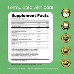 Sea Moss, Black Seed Oil, Bladderwrack, Turmeric, Ashwagandha, Burdock, Vitamin C, D3, Yellow Dock Root, Manuka, Dandelion - 90 capsules