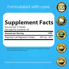 Magnesium Citrate 400 mg – 120 Vegan Capsules