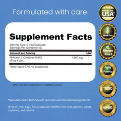 N-Acetyl L-Cysteine (NAC) – 100 Capsules