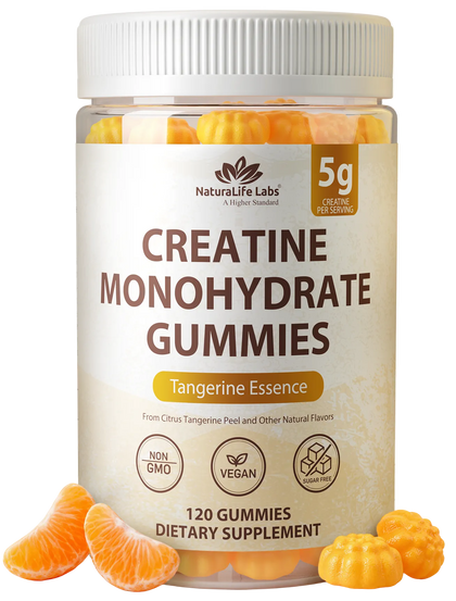 Creatine Monohydrate Gummies - 5g - Tangerine Flavor - 120 Gummies